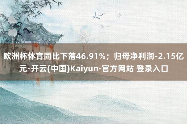 欧洲杯体育同比下落46.91%；归母净利润-2.15亿元-开云(中国)Kaiyun·官方网站 登录入口