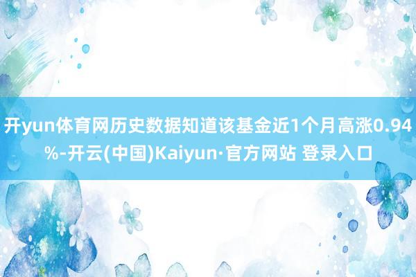 开yun体育网历史数据知道该基金近1个月高涨0.94%-开云(中国)Kaiyun·官方网站 登录入口