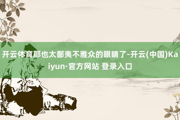 开云体育那也太鄙夷不雅众的眼睛了-开云(中国)Kaiyun·官方网站 登录入口