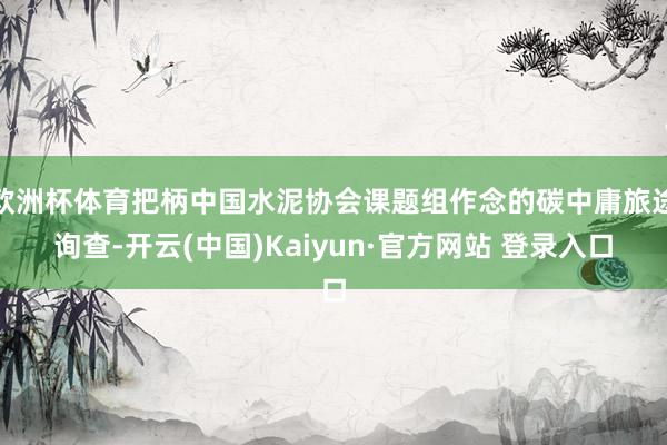 欧洲杯体育把柄中国水泥协会课题组作念的碳中庸旅途询查-开云(中国)Kaiyun·官方网站 登录入口