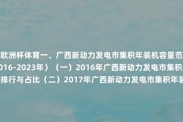 欧洲杯体育一、广西新动力发电市集积年装机容量范围、排行与占比（2016-2023年）（一）2016年广西新动力发电市集积年装机容量范围、排行与占比（二）2017年广西新动力发电市集积年装机容量范围、排行与占比（三）2018年广西新动力发电市集积年装机容量范围、排行与占比（四）2019年广西新动力发电市集积年装机容量范围、排行与占比（五）2020年广西新动力发电市集积年装机容量范围、排行与占比（六）