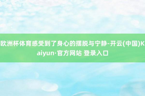 欧洲杯体育感受到了身心的摆脱与宁静-开云(中国)Kaiyun·官方网站 登录入口