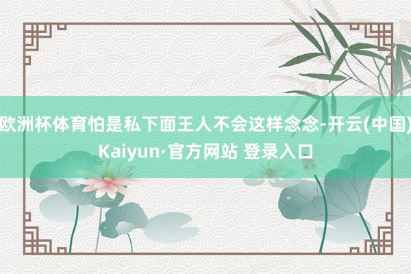 欧洲杯体育怕是私下面王人不会这样念念-开云(中国)Kaiyun·官方网站 登录入口
