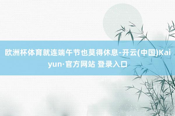 欧洲杯体育就连端午节也莫得休息-开云(中国)Kaiyun·官方网站 登录入口